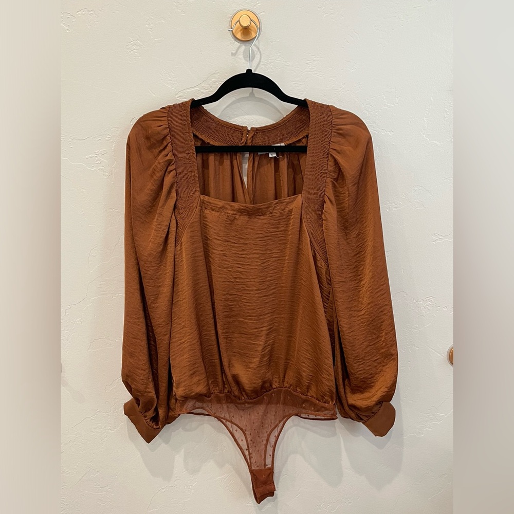 Rust Brown Long Sleeve Blouse bodysuit